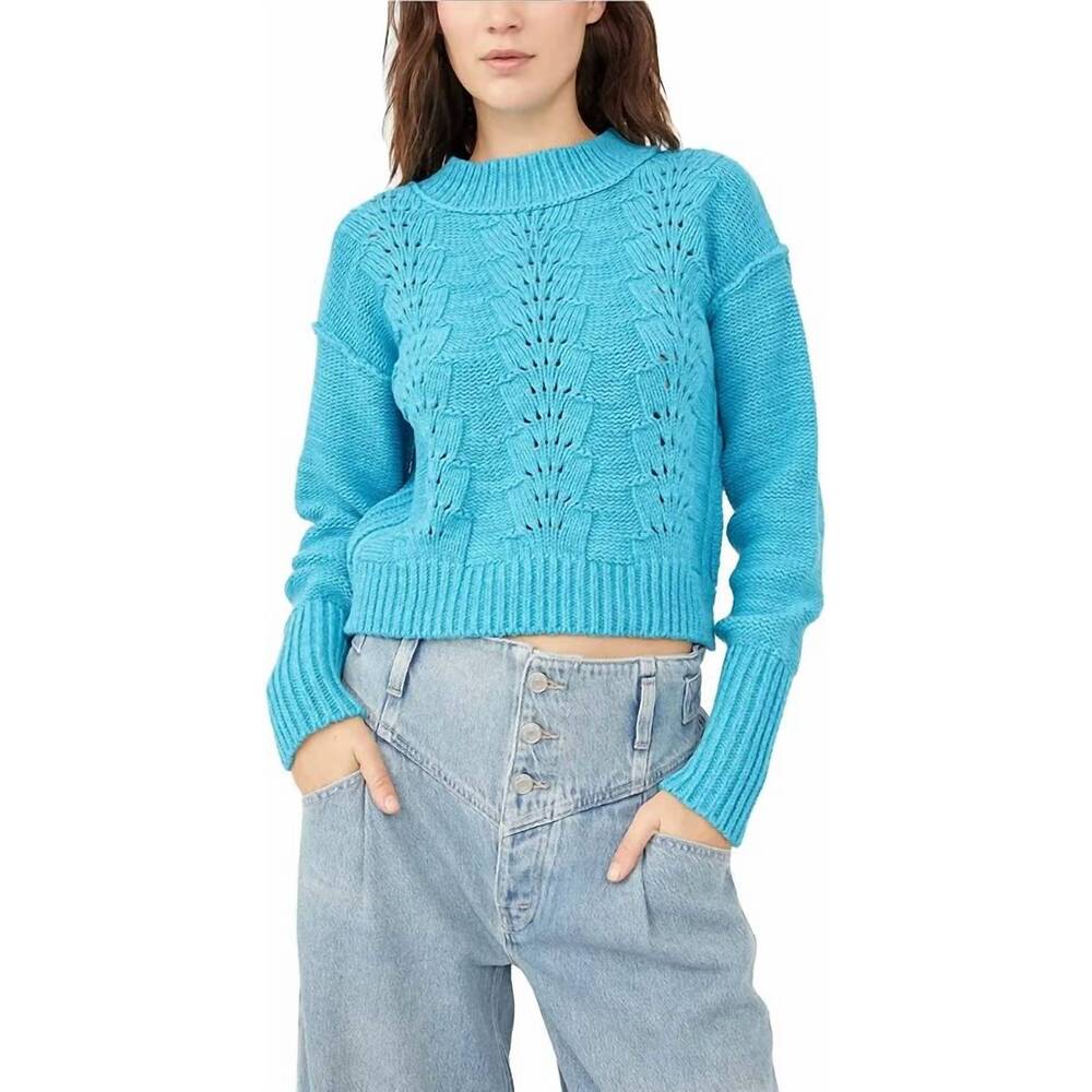 NEW FREE PEOPLE bell song pullover in teal
